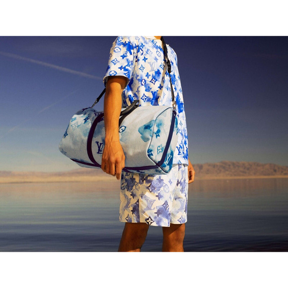 Louis Vuitton Keepall Bandouliere 50 Watercolor Hickory Blue Weekend Travel Bag - Picture 6 of 12